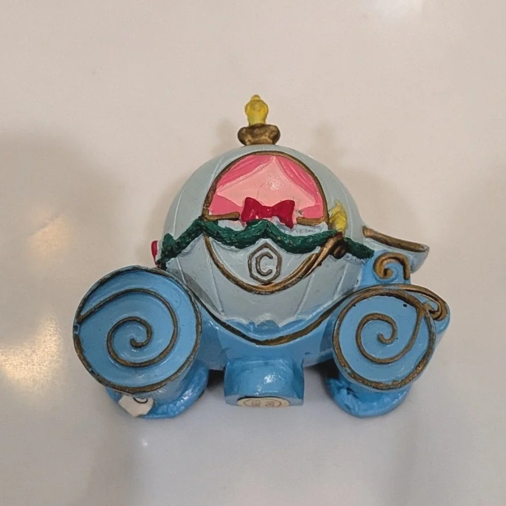 Disney Cinderella Pumpkin Carriage Figurine Blue Gold Princess Miniature Decor